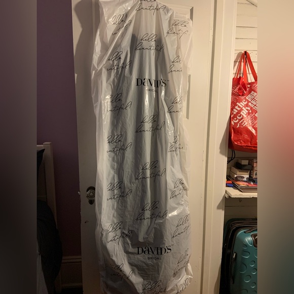 David's Bridal Blue Lace Prom Dress - Picture 3 of 6